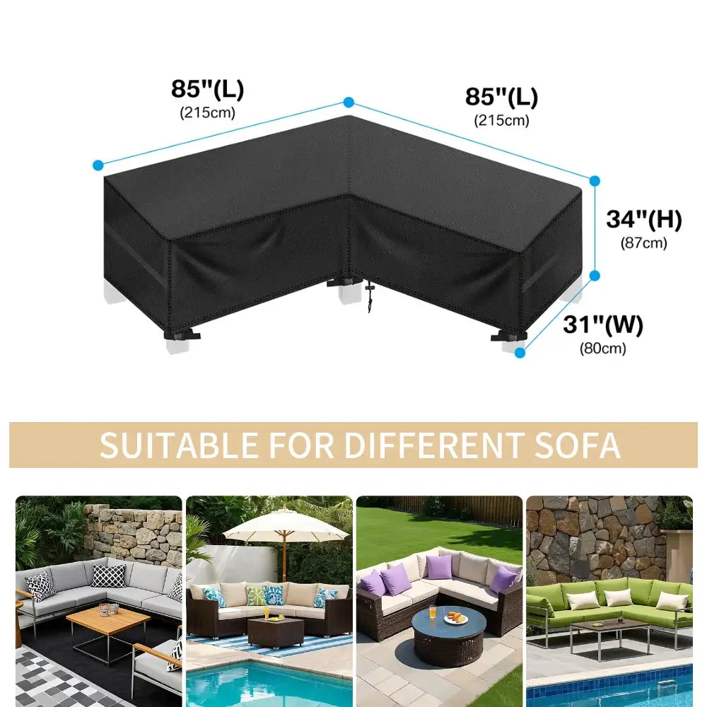 Outdoor Waterproof L-Shape Sofa Cover – Heavy-Duty Weather Protection (different sizes available) Habicare