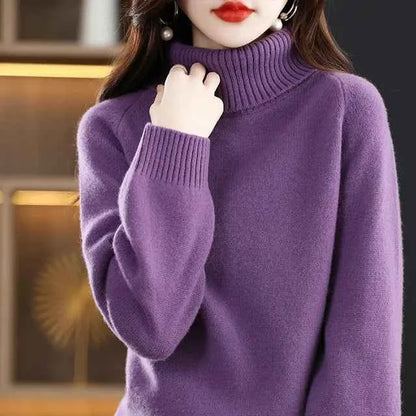 Women's 100% Merino Wool High Neck Sweater Top