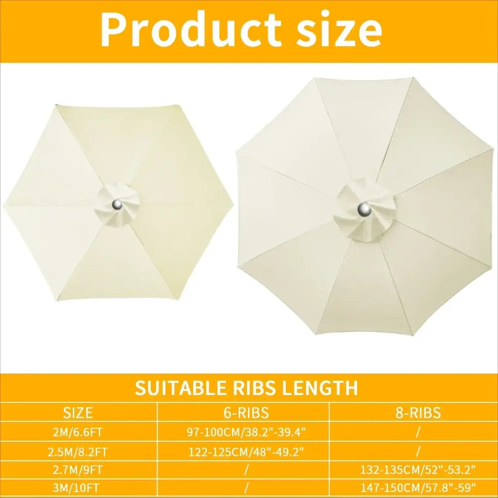 Parasol Replacement Cover – 6 or 8 Ribs (6 colours available) Habicare