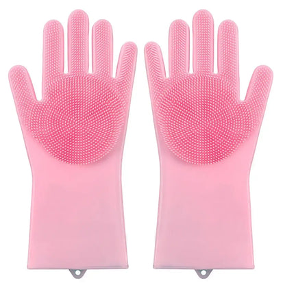 Pet Grooming Gloves Silicone (Pink & Blue) Habicare