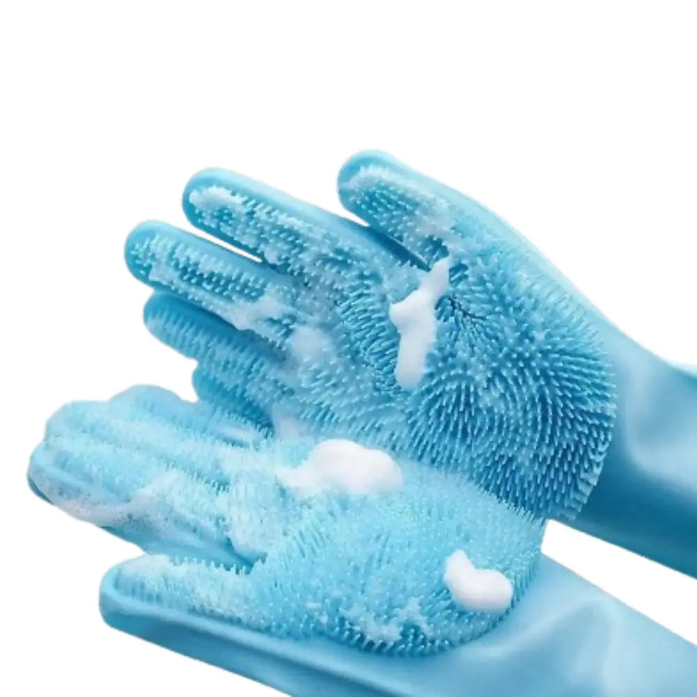 Pet Grooming Gloves Silicone (Pink & Blue) Habicare