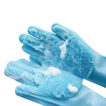 Pet Grooming Gloves Silicone (Pink & Blue) Habicare