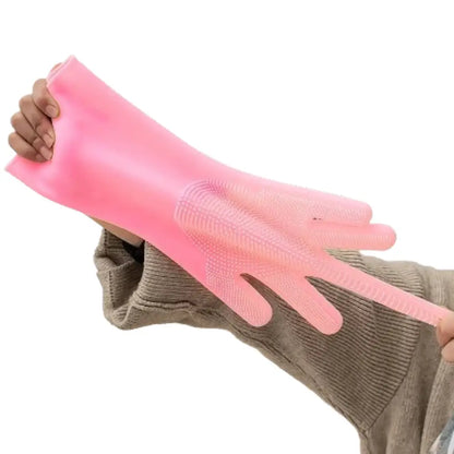 Pet Grooming Gloves Silicone (Pink & Blue) Habicare