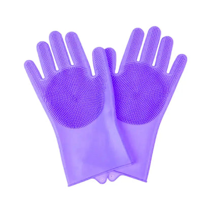 Pet Grooming Gloves Silicone (Pink & Blue) Habicare