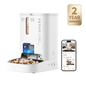 Petkit YumShare Dual-hopper 2 automatic cat feeder with built-in AI camera and two-year warranty, showing dual food hoppers and camera lens.