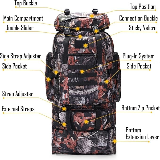 100L Hiking and Camping Backpack – Large Capacity Outdoor Travel Bag ECOTREK