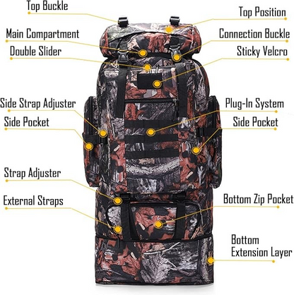 100L Hiking and Camping Backpack – Large Capacity Outdoor Travel Bag ECOTREK