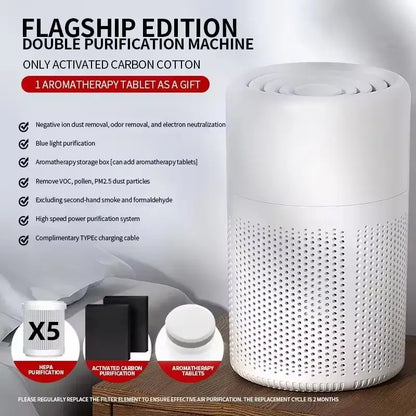 Portable Air Purifier – Blue Anion Deodorizer with Essential Oil Diffuser Habicare