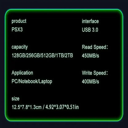 Portable External SSD 128GB–1TB USB 3.0 (400MB/s) Habicare