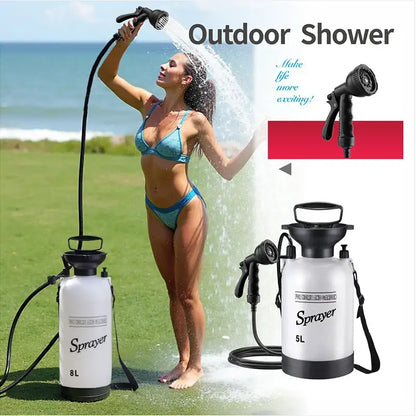 Portable Outdoor Manual Camping Shower – 3/5/8L with Hose Habicare
