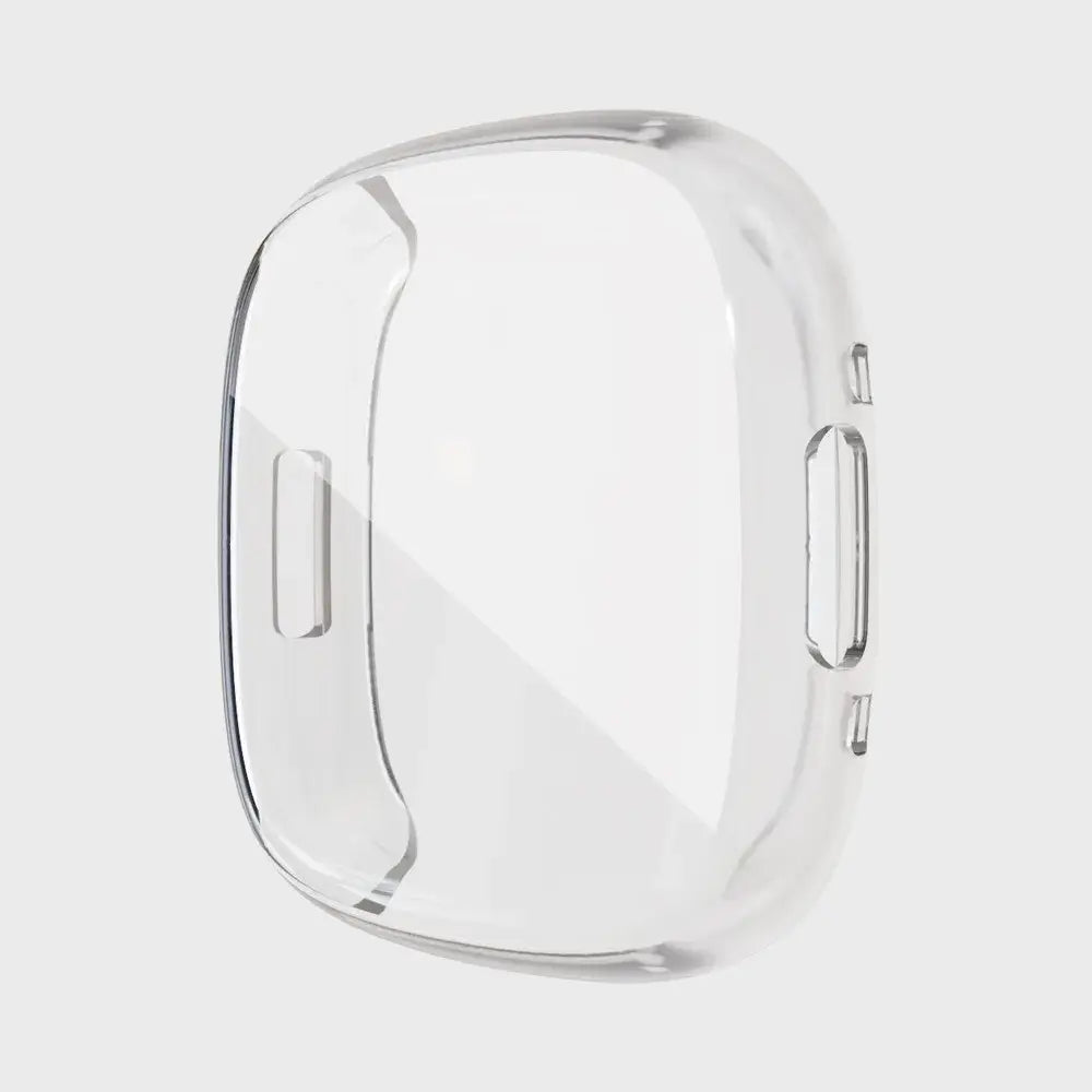 Clear protective case for Fitbit Sense 2 by Habicare, available in nine colors, designed to shield the smartwatch.