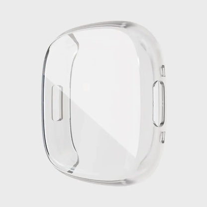 Clear protective case for Fitbit Sense 2 by Habicare, available in nine colors, designed to shield the smartwatch.