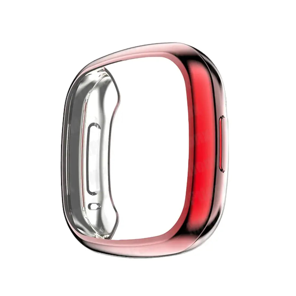 Red Habicare protective case for Fitbit Sense 2, TWS style, in a vibrant color, offering durable coverage for your smartwatch.