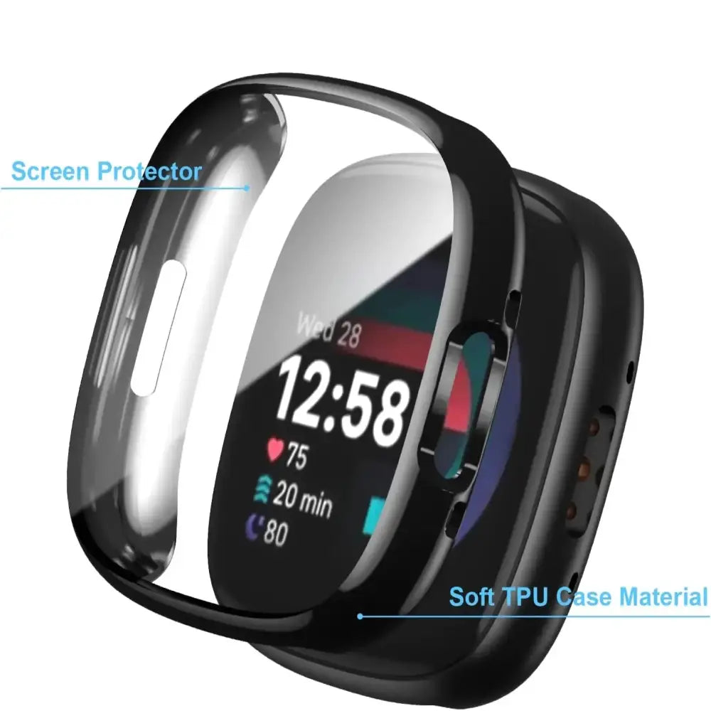 Habicare protective case for Fitbit Sense 2 in nine colors, TWS style, showing a colorful silicone cover on the smartwatch.