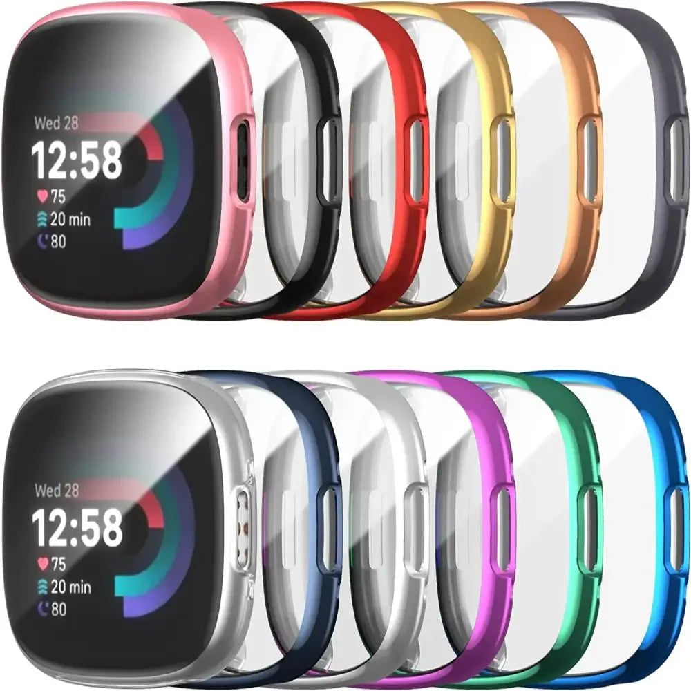 Habicare protective case for Fitbit Sense 2 in nine vibrant colors, TWS style, offering durable coverage and a stylish look.