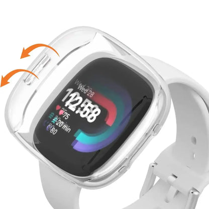 Habicare protective case for Fitbit Sense 2 in 9 colors, TWS style, showing colorful silicone covers fitted on the smartwatch.
