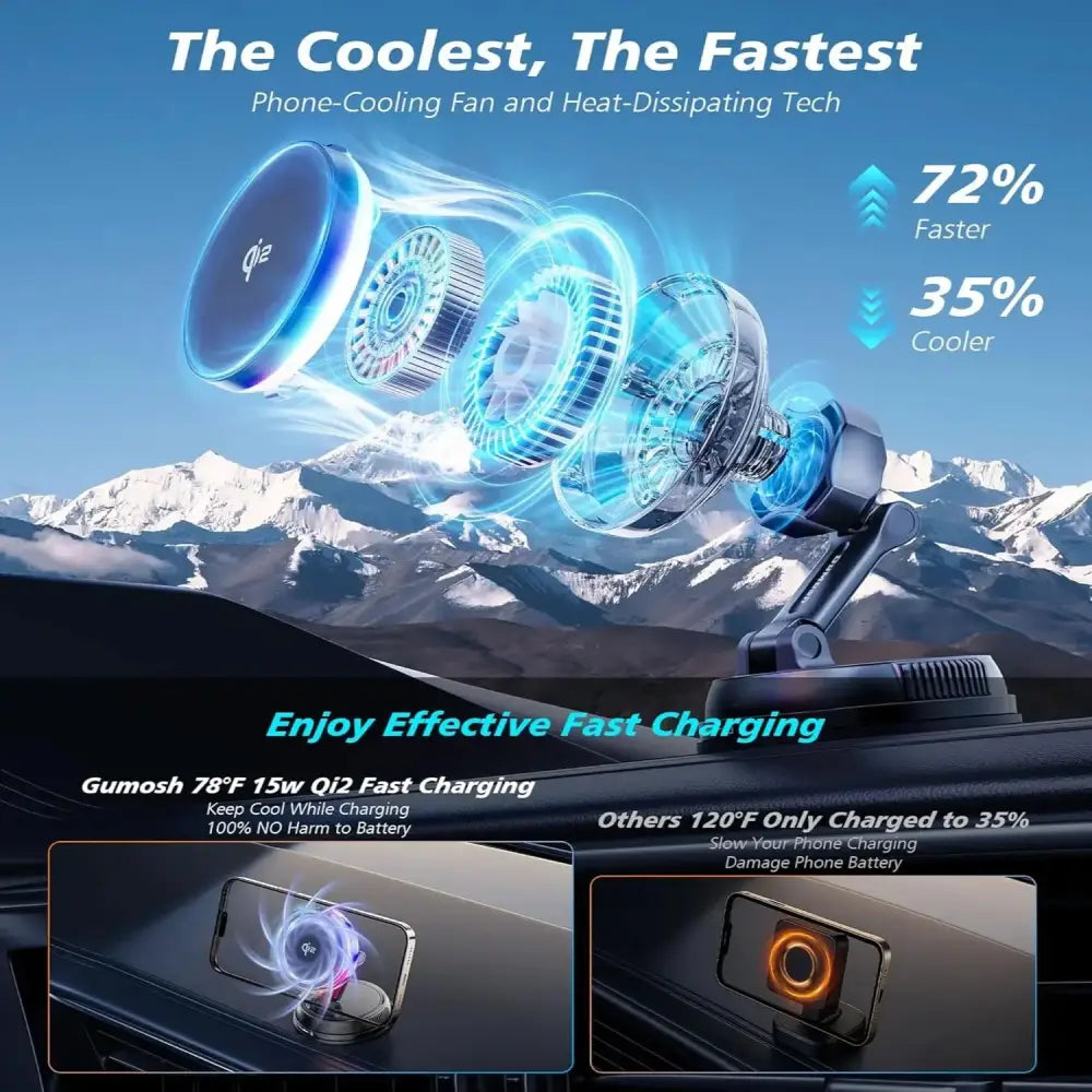 Qi2 15W Mag-Safe Car Mount Charger Habicare