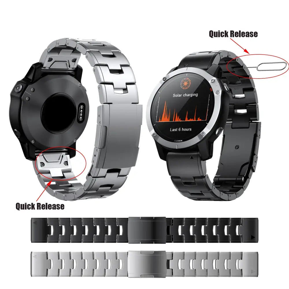 Quick Fit Titanium Strap for the Garmin Fenix/Epix/Instinct Series (22/26mm) (3 colors available) Habicare