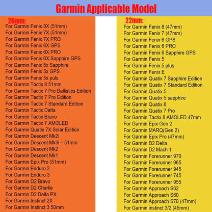QuickFit Silicone Sports Strap for the Garmin (22mm/26mm) (wide compatibility & 22 colours) Habicare