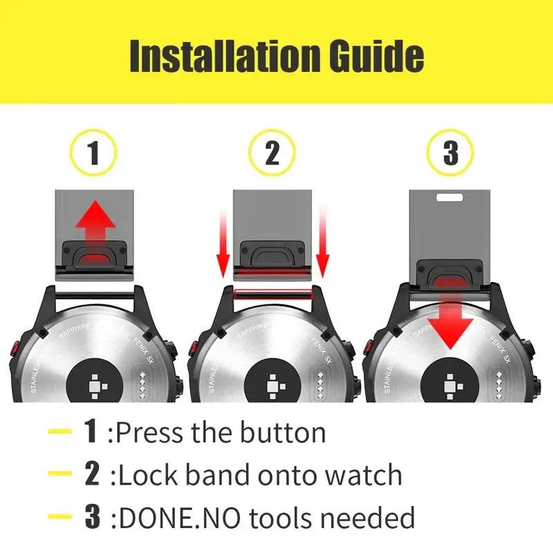 QuickFit Silicone Strap for a Range of Garmin Watches (22mm) (See list of models in the description) Habicare