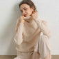 Women's 100% Merino Wool Turtleneck Sweater - Slim Fit, High Neck | Autumn Winter Layering