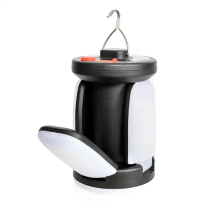 Habicare rechargeable folding LED camping lantern illuminated, compact and portable for outdoor camping and emergency use.