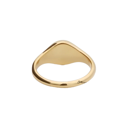 Stainless Steel Sunburst Signet Ring - Gold