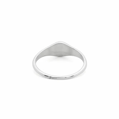 Stainless Steel Oval Sunburst Signet Ring - Silver.