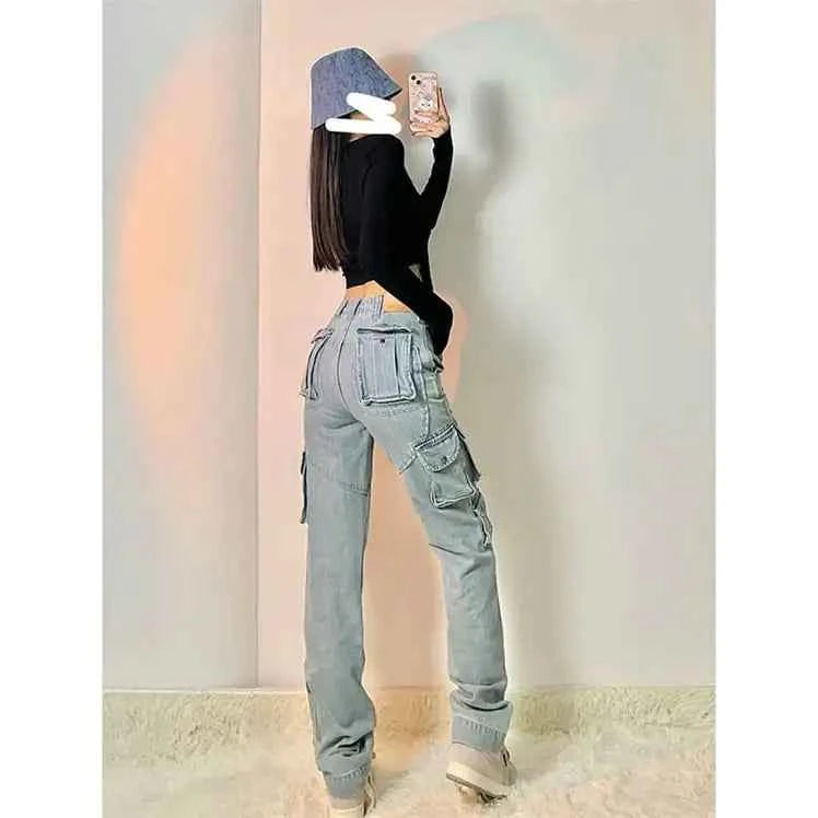Women's High Street Multi-Pocket Cargo Jeans