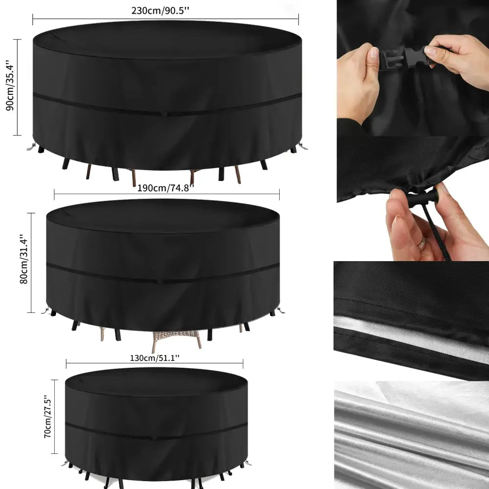 Round Waterproof Patio Furniture Cover – Anti-UV, Windproof (different sizes available) Habicare