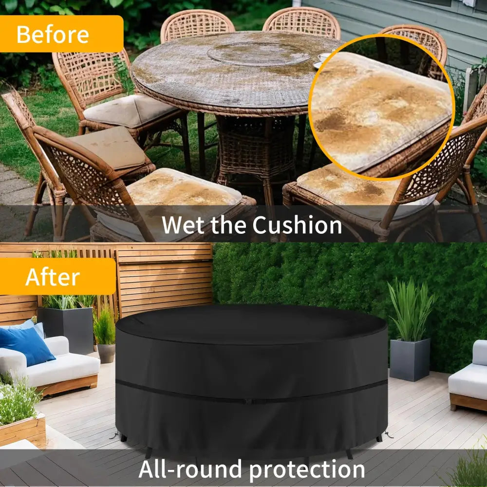 Round Waterproof Patio Furniture Cover – Anti-UV, Windproof (different sizes available) Habicare