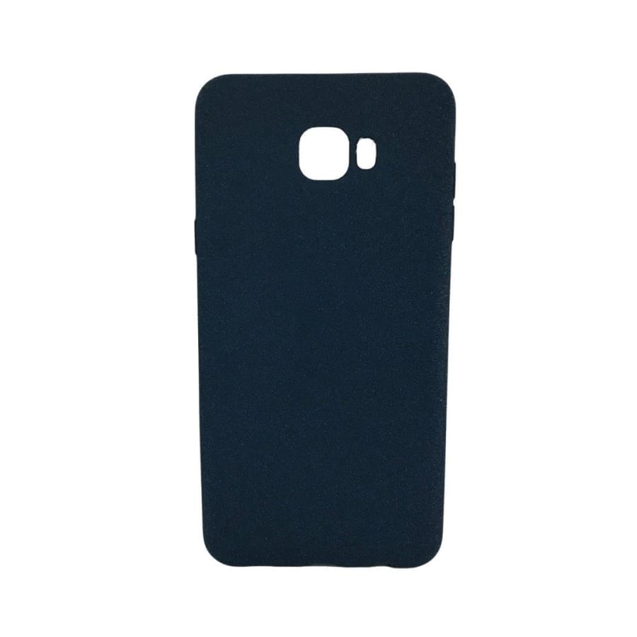 Navy blue silicone phone case for Samsung Galaxy C7 Pro by 9eight5, showing the textured back and precise cutouts.