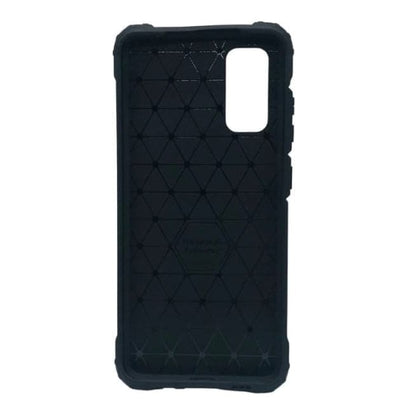 Black 9eight5 hard phone case for Samsung Galaxy S20, protective cover with textured finish and precise cutouts.