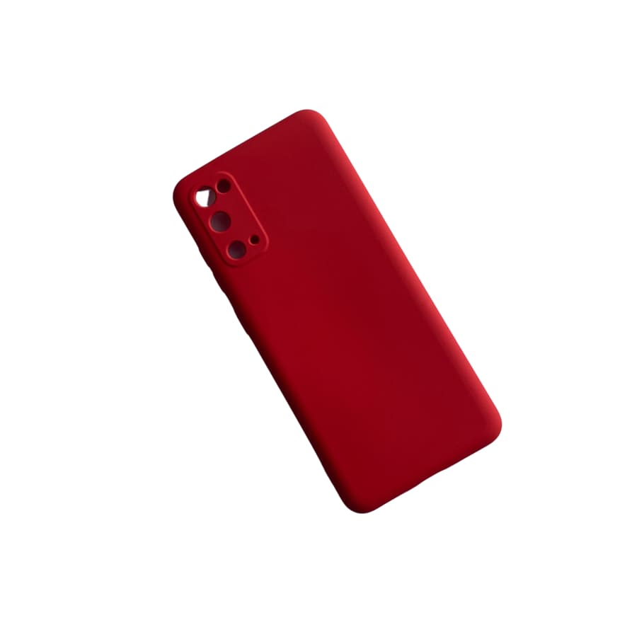 Silicone case for Samsung Galaxy S20 by 9eight5, showing a slim, soft-touch protective phone case in black.