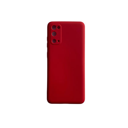 Silicone case for Samsung Galaxy S20 in black, made by 9eight5, showing the textured back and precise cutouts for buttons and camera
