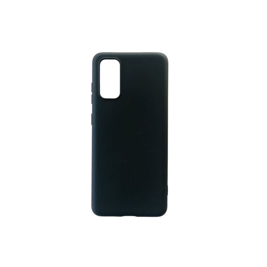 Black silicone case for Samsung Galaxy S20 by 9eight5, showing the protective phone cover with textured surface.