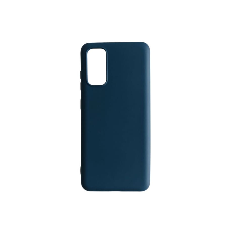 Silicone case for Samsung Galaxy S20 by 9eight5, showing a smooth, snug fit with precise cutouts for microphone and ports.