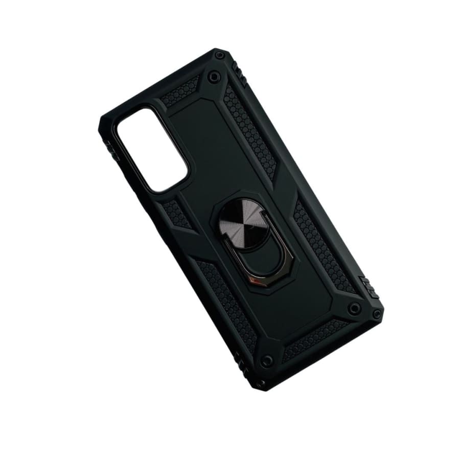 Black 9eight5 hard case for Samsung Galaxy S20 FE, protective phone cover with precise cutouts and textured finish.