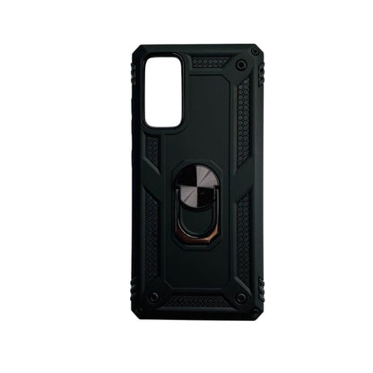 Black 9eight5 hard case for Samsung Galaxy S20 FE phone, durable protective cover with textured grip and precise cutouts.