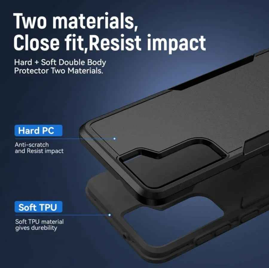Samsung Galaxy S21 FE Dual Layer Armor Hard Case – Black