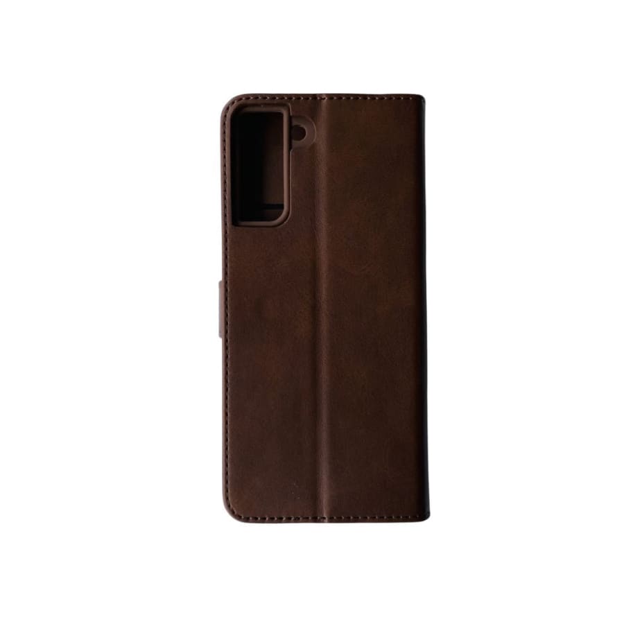 Brown synthetic leather flip case for Samsung Galaxy S21 Plus by 9eight5, featuring a protective wallet-style phone cover.