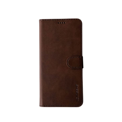 Brown synthetic leather flip case for Samsung Galaxy S21 Plus by 9eight5, showing front view with magnetic closure.