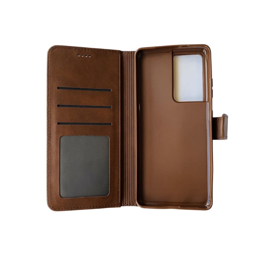 Synthetic Leather Flip Case for Samsung Galaxy S21 Ultra (Brown) 9eight5
