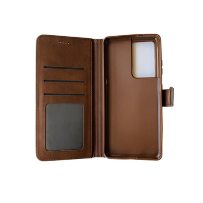 Synthetic Leather Flip Case for Samsung Galaxy S21 Ultra (Brown) 9eight5