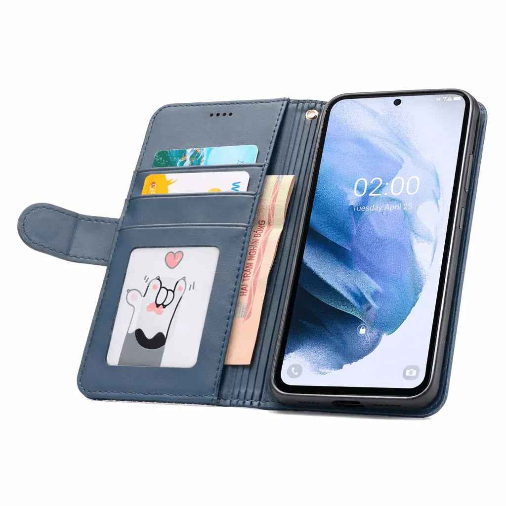 Samsung Galaxy S24 Flip Wallet Case Cowhide Finish Dot Pattern