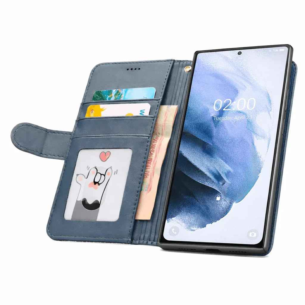 Samsung Galaxy S22 Ultra Flip Wallet Case Cowhide Dot Pattern