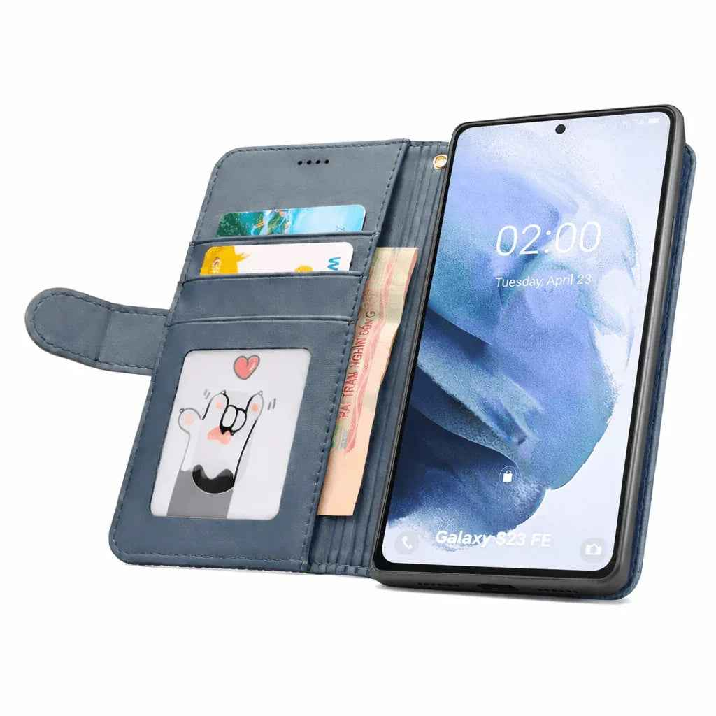 Samsung Galaxy S23 FE Flip Wallet Case Cowhide Dot Pattern