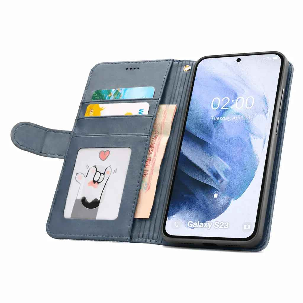 Samsung Galaxy S23 Flip Wallet Case Cowhide Dot Pattern