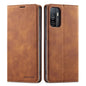 Brown 9eight5 phone case for Samsung Galaxy S23 Plus, shown in a close-up image highlighting the protective design and material.
