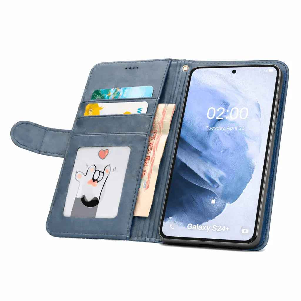 Samsung Galaxy S24 Plus Flip Wallet Case Cowhide Dot Pattern